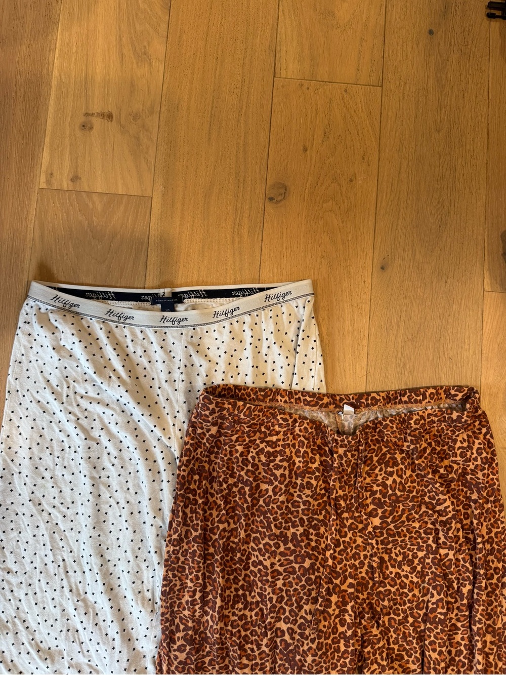 Tommy Hilfiger White Polka Dot PJ pants & Nordstrom Brown Leopard PJ bottoms